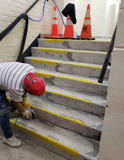 a man is working under progress of polishing