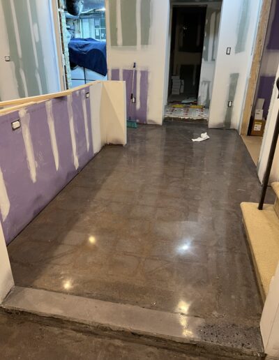 image shows a polished concrete floor in a room